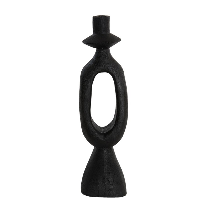 CANDLE HOLDER O LARGE WOOD - CANDLE HOLDERS, CANDLES